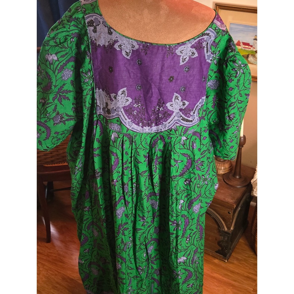 Only Necessities Green Purple Floral Muumuu Lounger Dress Plus Size 3X NWT - Picture 6 of 7
